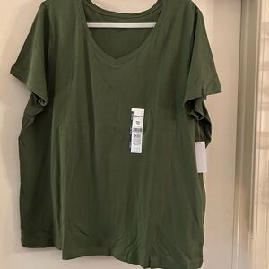 Green V-Neck Women's Top
